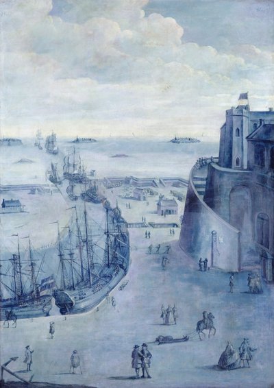 Veduta del porto di Dunkerque e del castello della Dama di Cassel da French School